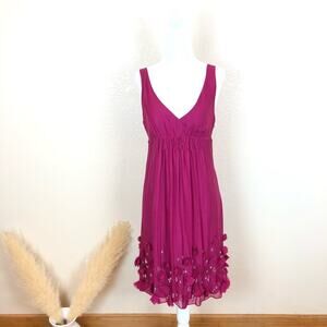 NWT Rebecca Taylor Magenta Beaded Appliqué Dress.